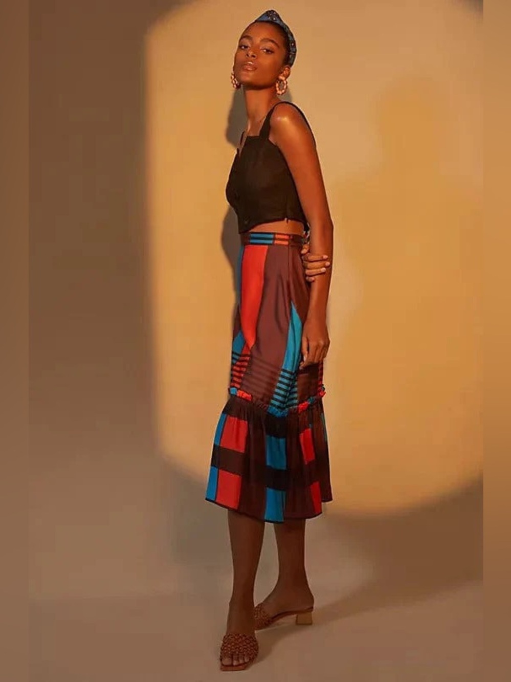 Anthropologie Eva Franco Flounced Midi Skirt